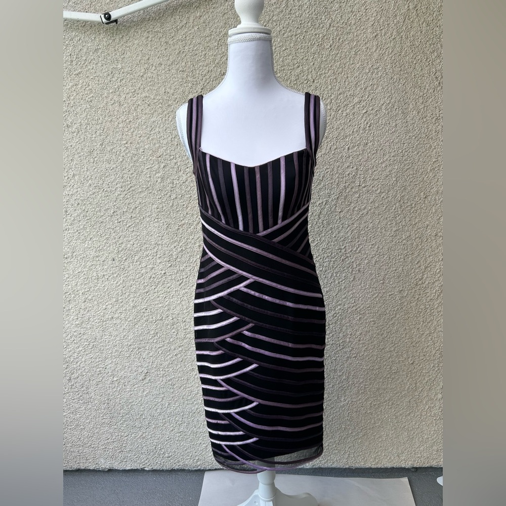 JS Collections Black and Purple party Dress